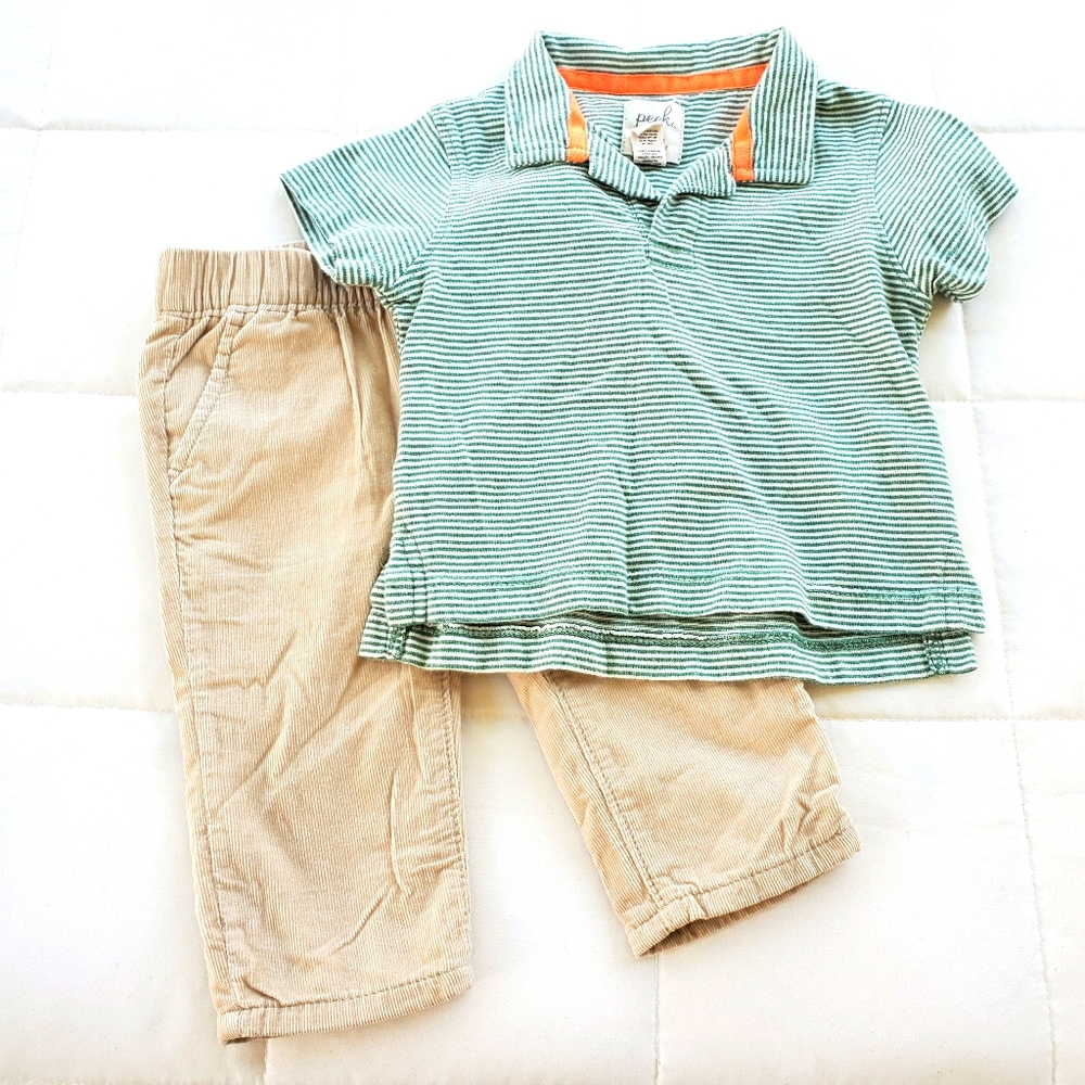 GAP/Peek Boys corduroy pilot shirt outfit 6-12 mo